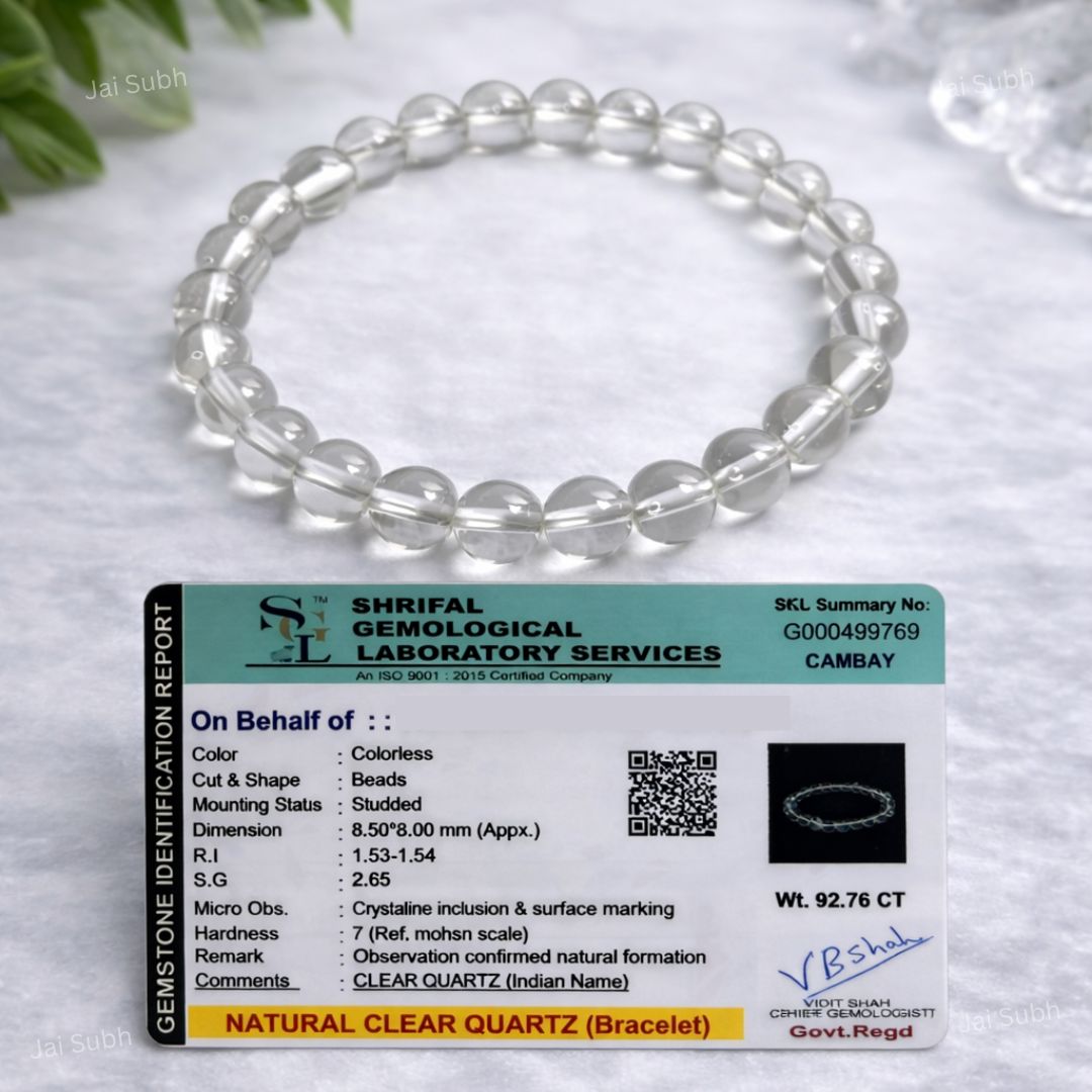 clear quartz bracelet with certificate