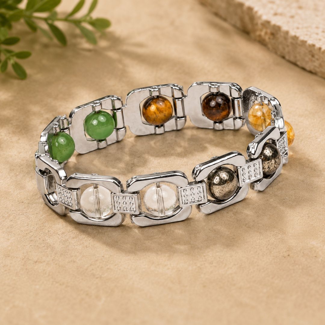 Dhan Yog Metal Bracelet - Silver round