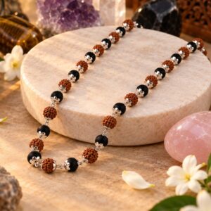 Silver Plated Rudraksha & Karungali Mala
